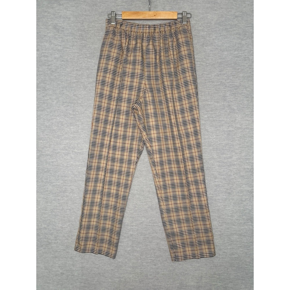 Alfred Dunner Vintage Brown Black Ref Glen Plaid Elastic Waist Pants USA Size M